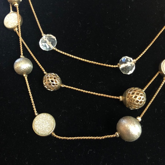 3 Layered Silver & Gold Beaded Sparkle Necklace - Picture 2 of 2